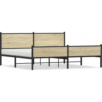 Postel Kovový rám postele dub sonoma 207 x 206 x 91,5 cm s čelem