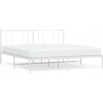 Postel Bílý rám postele s kovovou konstrukcí, 207 x 206 x 90 cm