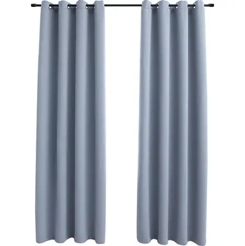 Prostěradlo Zatemňovací závěsy s kovovými kroužky, šedé, 140 x 175 cm