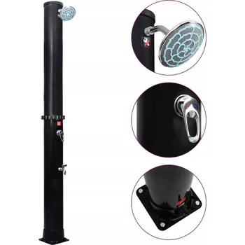 Zahradní sprcha Solární zahradní sprcha 40 l, PVC/hliník/mosaz, černá, 16x220 cm, UV