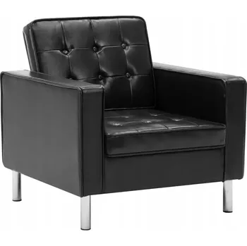 Křeslo Elegantní Křeslo Prošívané s Knoflíky, Černé, 75x70x75 cm, MDF/Umělá Kůže