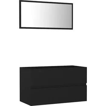 Koupelnový nábytek Koupelnová sestava se zrcadlem a skříňkou, černá, 80x38,5x45 cm