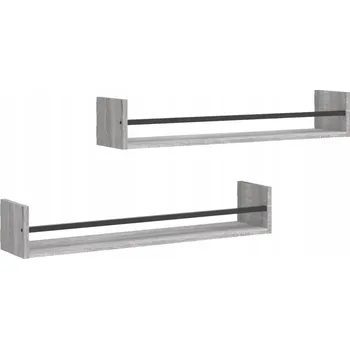 police Nástěnné police s tyčí, dřevotříska, šedý dub sonoma