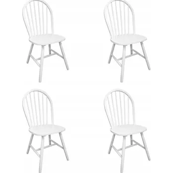 Sada 4 dřevěných židlí, bílá barva, 46,5x52x94 cm