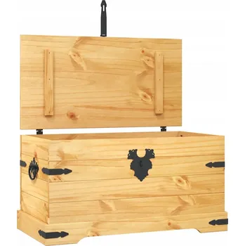 Truhla Dřevěná Truhla Corona, Hnědá, 91x49,5x47cm, Masivní Borovicové Dřevo