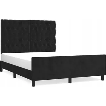 Postel Černý rám postele s čelem z aksamitu 193 x 146 x 118/128 cm