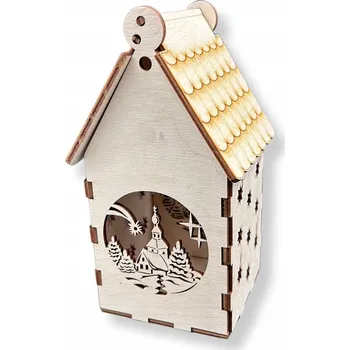 Vánoční dekorace Vánoční lucerna - Zimní domeček s hvězdičkami