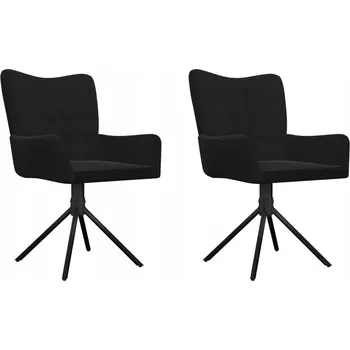 Jídelní židle Otočné jídelní židle ze sametu, 55x56x85,5 cm, Černé