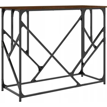 Konferenční stolek Konzolový stolek z dřevotřísky a kovovým rámem, hnědý dub,