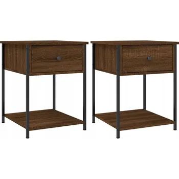 Noční stolek Elegantní noční stolky z dřevotřísky, hnědý dub, 44x45 cm