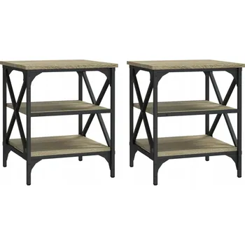 Konferenční stolek Industriální odkládací stolky s nastavitelnými nohami, dub sonoma, 40x42x50 cm