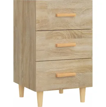 Noční stolek Elegantní Noční Stolek se 3 Zásuvkami, Dub Sonoma, 40x40x66 cm