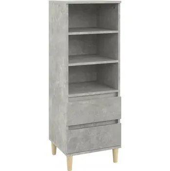 Komoda Boční skříňka se 3 policemi a 2 zásuvkami, šedá Betonu, 40x36x110 cm