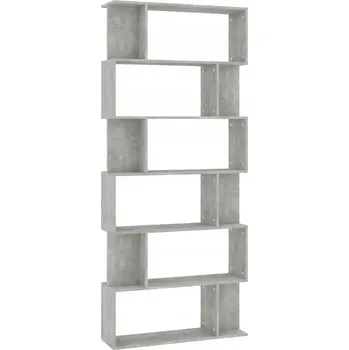 Knihovna Regál na knihy s 18 přihrádkami, šedá betonu, 80x24x192 cm