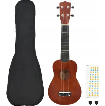 Ukulele Sopránové ukulele s pouzdrem a trsátky, lipové dřevo, 53,5x17,2x5,3 cm