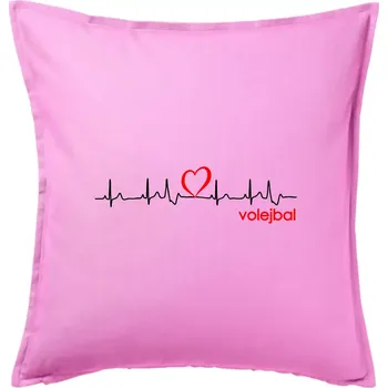 Polštář Moje srdce bije pro Volejbal - Polštář 50x50 - 50x50 - Pouze potah ( Růžová )