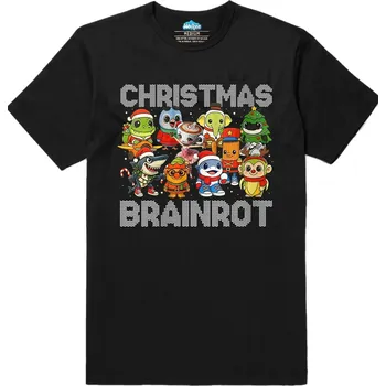 Pánské tričko Pánské tričko Vánoční Brainrot Christmas Brainrot (Velikost: S, Barva: Černá)