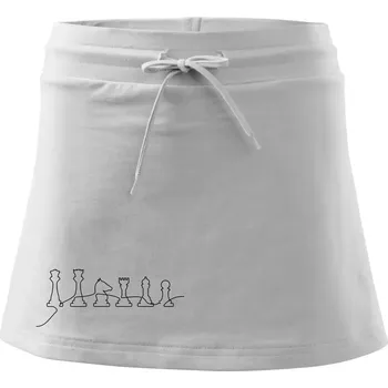 Dámská sukně Šachové figurky v řadě - obrys - Sportovní sukně - two in one - L ( Bílá )