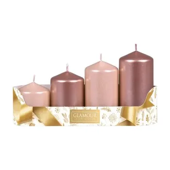 Svíčka Svíčky adventní STUPŇOVITÝ MIX metal lesk d5x6/7,5/9/10,5cm