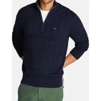 Pánský svetr Úpletový svetr Tommy Hilfiger se zipem - Velikost 2XL, Barva Modrá M56529 MW0MW36532