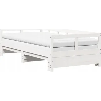 Pohovka Bílá pohovka/válenda s matrací 2v1, masivní borovicové dřevo, 207,5x164x56 cm