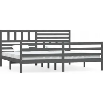 Postel Rám postele z borovicového dřeva 205,5 x 206 x 100 cm, šedá
