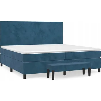 Postel Kontinentální postel s čalouněným sametovým čelem, tmavě modrá, 203x200 cm