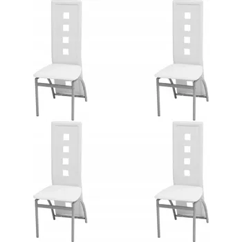 Jídelní set Sada 4 Jídelních Židlí, Bílé, Ocel + Umělá Kůže, 43x55,5x108 cm
