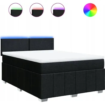 Postel Kontinentální postel s LED, 200 x 160 x 100,5 cm, černá, matrace 160 x 200