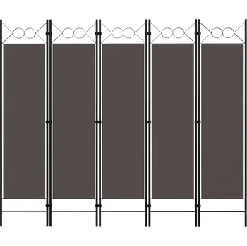 Paraván Paraván 5-dílný s ozdobnými kolečky, antracitový, 200x180 cm