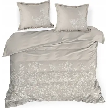Povlečení SATÉNOVÁ SADA LŮŽKOVÉHO SADA POVLEČENÍ S BÉŽOVOU VÝŠIVKOU