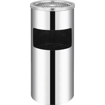Odpadkový koš Nástěnný odpadkový koš s Popelníkem, Nerezová Ocel, Stříbrný, 25x51 cm