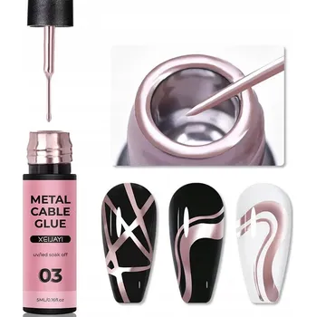 Lak na nehty Tenký liner na nehty štěteček NailArt UV/LED gel metalický ROSEGOLD #3