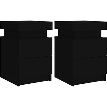 Noční stolek Noční stolek s LED osvětlením, materiál na bázi dřeva, 35x39x55 cm, č