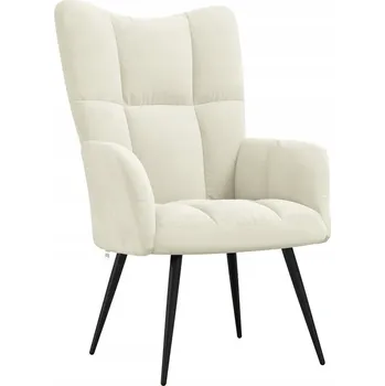 Křeslo Křeslo Prošívané Sametem, Ocelový Rám, Krémové, 61x70x96,5 cm