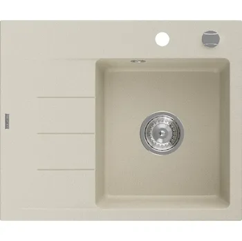 Granitový dřez Mexen Ben granitový dřez 1-komorový s odkapávačem, pravý 600 x 500 mm, béžový, sifon chrom - 6523605000-69 Granitové dřezy