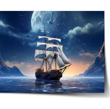 Plakát Sablio Plakát Plachetnice mezi horami - 90x60 cm