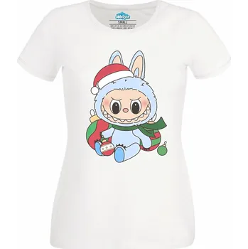 Dámské tričko Modrý Vánoční Labubu (Velikost: 4XL, Barva: Bílá)