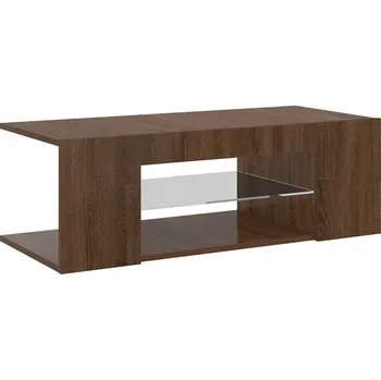 Televizní stolek TV stolek s RGB LED podsvícením, imitace dřeva, hnědý dub, 90x39x30 cm