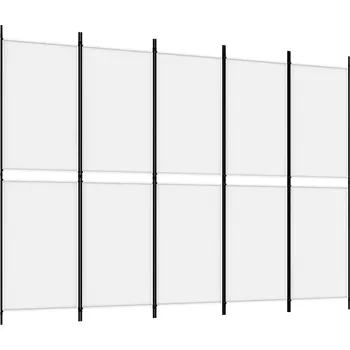 Paraván Paraván z tkaniny a železa, bílý, 250 x 180 cm, panel 46,5 x 158 cm