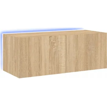 Televizní stolek Závěsná skříňka pod TV s LED RGB osvětlením, Dub Sonoma, 80x35x31 cm