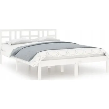 Postel Bílý rám postele z masivního borovicového dřeva 205,5 x 205,5 x 31 cm