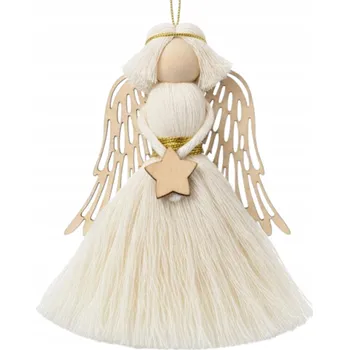 Vánoční dekorace Vánoční ozdoba na stromeček s motivem andělského Makramé , Dárek Vánoční Koule 18 cm