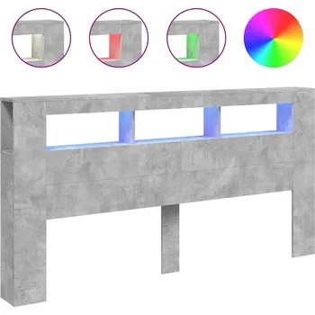 Klasické LED čelo postele s regulací barev, šedá betonu, 200x18,5x103,5