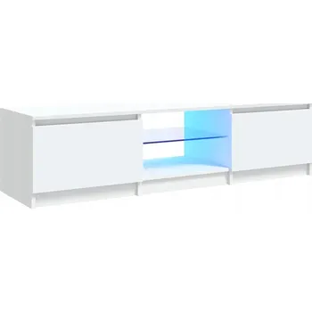 Televizní stolek TV stolek s RGB LED osvětlením, bílý, 140x40x36 cm, dřevotříska