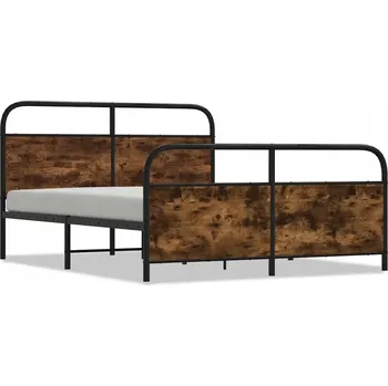 Postel Kovový rám postele s čelem, kouřový dub 207 x 187 x 100 cm