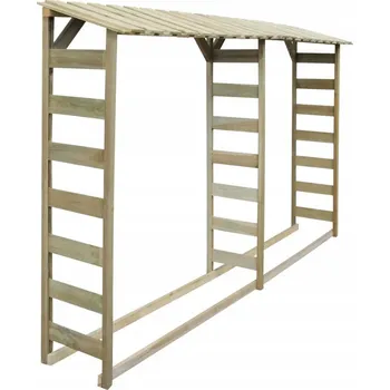 Dřevník Dřevěný přístřešek na dřevo z impregnované borovice, 300x44x176 cm, zelený