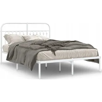 Postel Bílý ocelový rám postele 196 x 142 x 100 cm s úložným prostorem