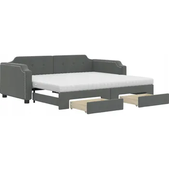 Zahradní lehátko Rozkládací lenoška 2 v 1 se zásuvkami, tmavě šedá, 213 x 100 x 66,5 cm