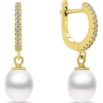 Náušnice Brilio Silver Půvabné pozlacené náušnice s perlami EA650Y + 2 měsíce na vrácení zboží